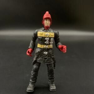 Chap Mei Fire Fighter Fireman Action Figure Rescue Squad Black Coat Red Helmet